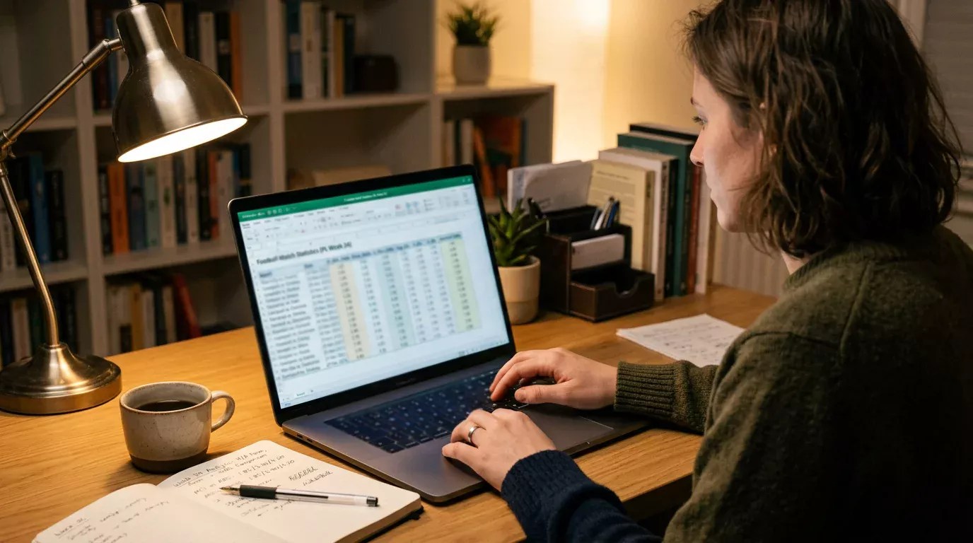 Persoon analyseert La Liga quoteringen en odds op een laptop met statistieken
